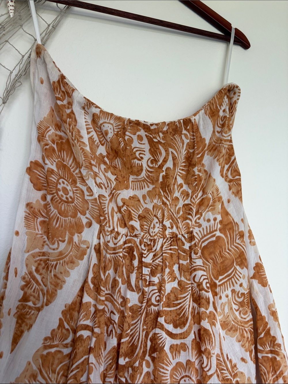 Diane Von Furstenberg Strapless Orange Paisley Print Dress - Picture 5 of 7